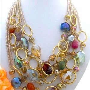 Agate and Crystals Necklace.